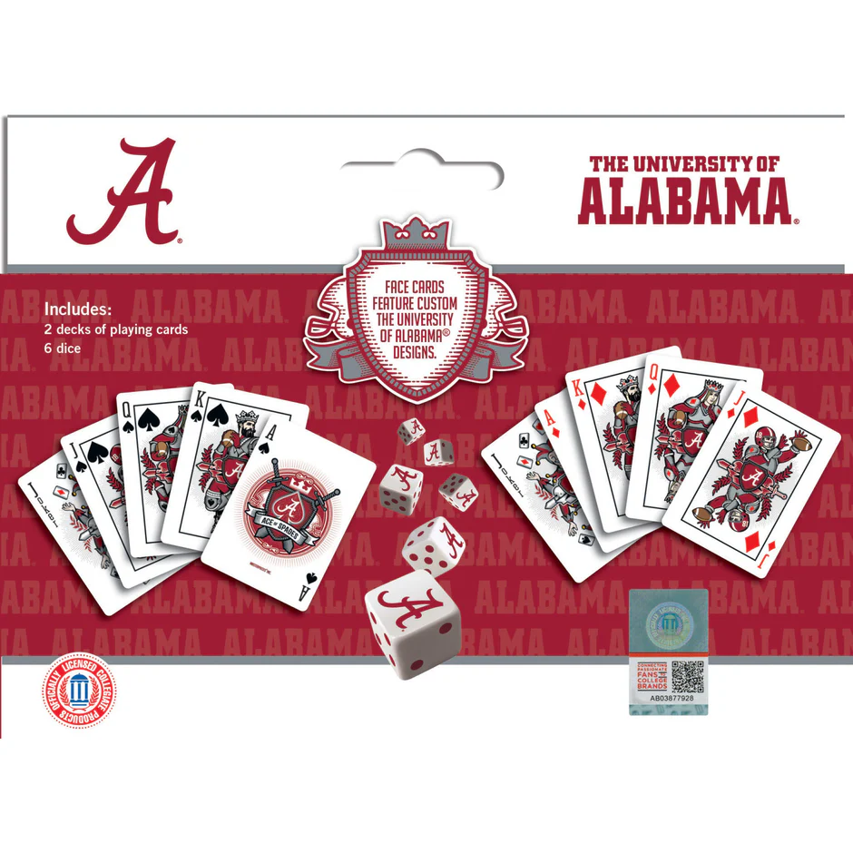 ALABAMA CRIMSON TIDE 2PK JUEGO DE CARTAS Y DADOS