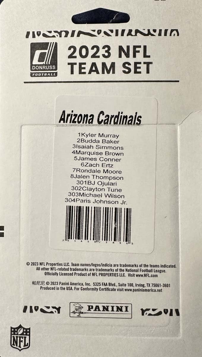 ARIZONA CARDINALS 2023 TEAM SET BY DONRUSS