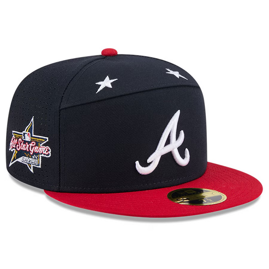 ATLANTA BRAVES 2025 MLB ALL-STAR GAME SPLIT PANEL 59FIFTY FITTED HAT - NAVY/RED