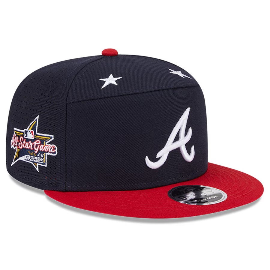ATLANTA BRAVES 2025 MLB ALL-STAR GAME SPLIT PANEL 9FIFTY FITTED HAT - NAVY/RED