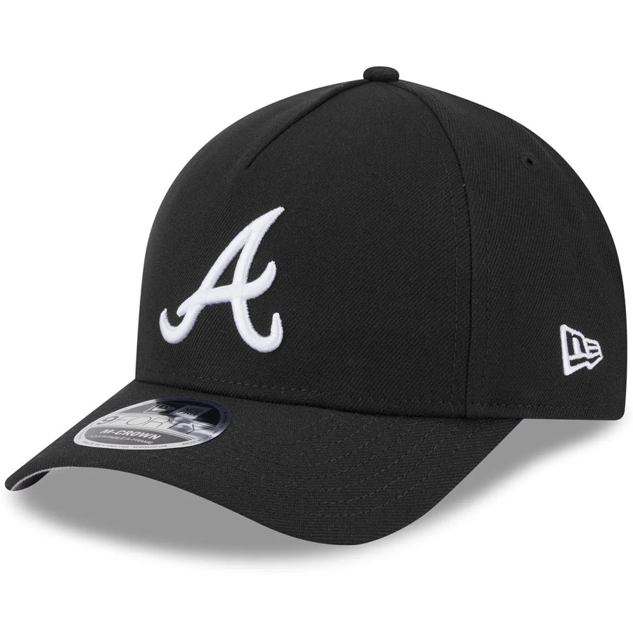 ATLANTA BRAVES M-CROWN 9FORTY A-FRAME SNAPBACK HAT - BLACK/WHITE