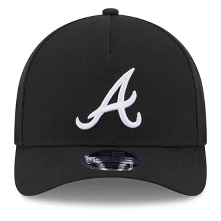 ATLANTA BRAVES M-CROWN 9FORTY A-FRAME SNAPBACK HAT - BLACK/WHITE