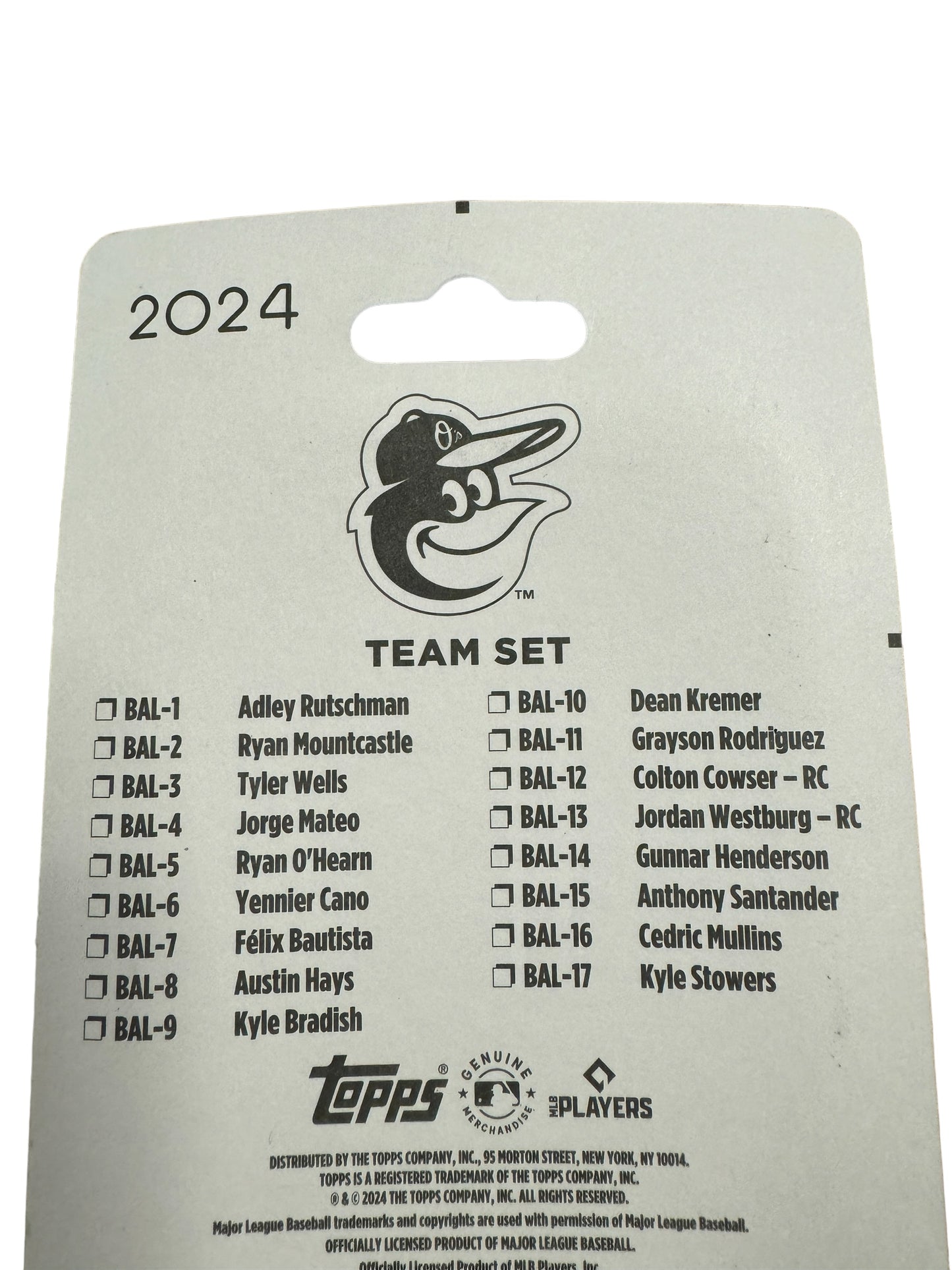 BALTIMORE ORIOLES 2024 TOPPS TEAM SET