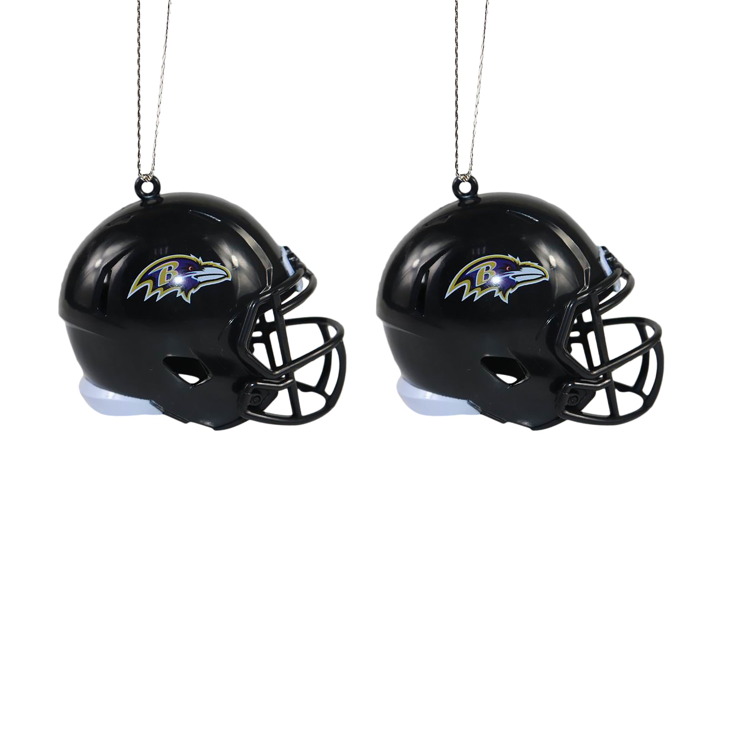 black and white football raven helmet Baltimore Ravens 2 PACK ABS Helmet Ornament SET