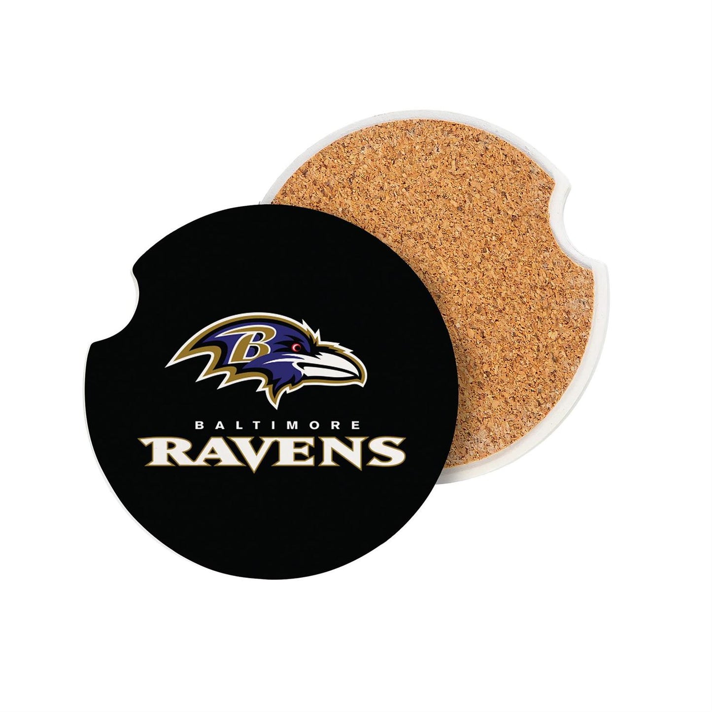 BALTIMORE RAVENS 2-PIECE CAR COASTER SET