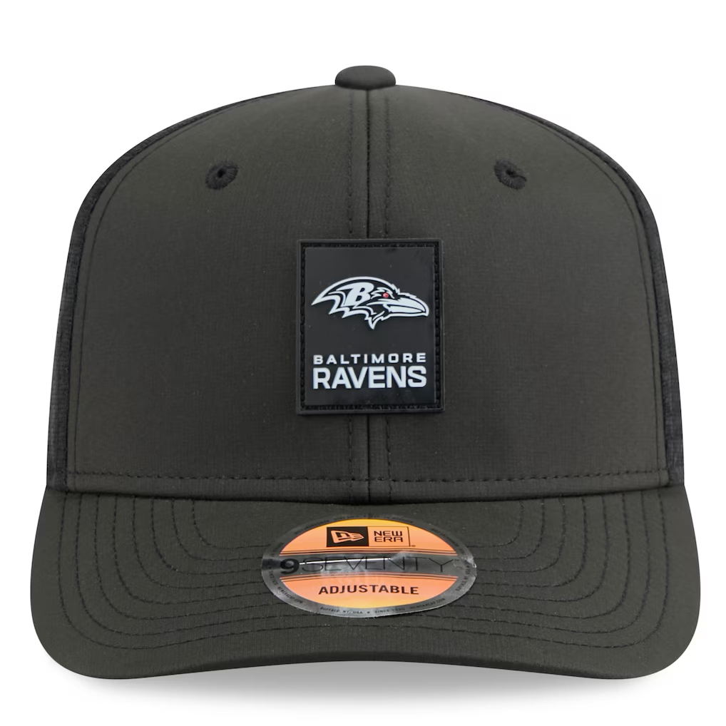 BALTIMORE RAVENS 2025 NFL SIDELINE 9SEVENTY STRETCH-SNAP ADJUSTABLE HAT - BLACK