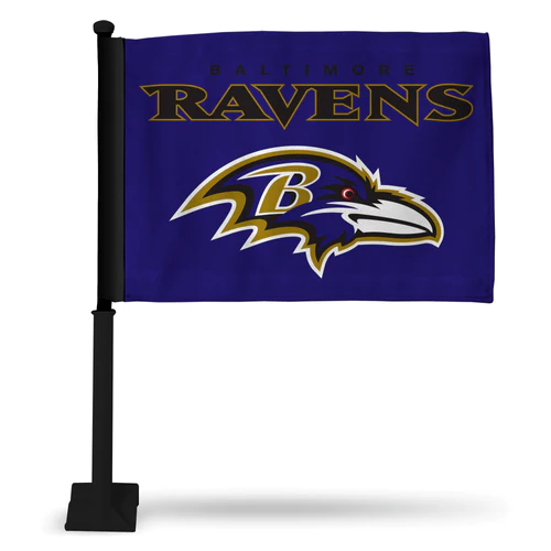 BALTIMORE RAVENS CAR FLAG - BLACK POLE