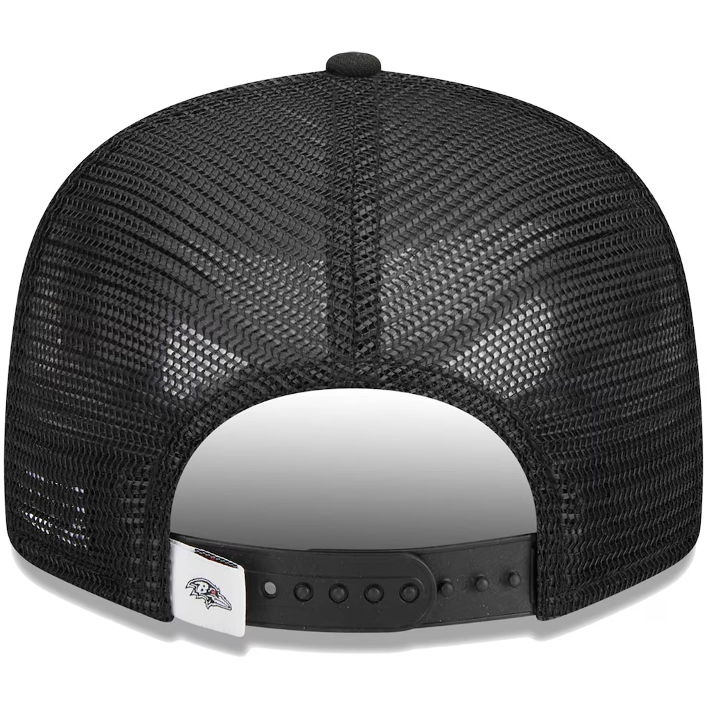 BALTIMORE RAVENS EVERGREEN TRUCKER 9FIFTY SNAPBACK HAT - BLACK/WHITE