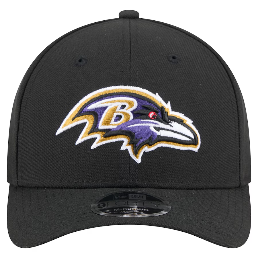 BALTIMORE RAVENS TEAM COLLECTION 9FORTY M-CROWN SNAPBACK ADJUSTABLE HAT - BLACK