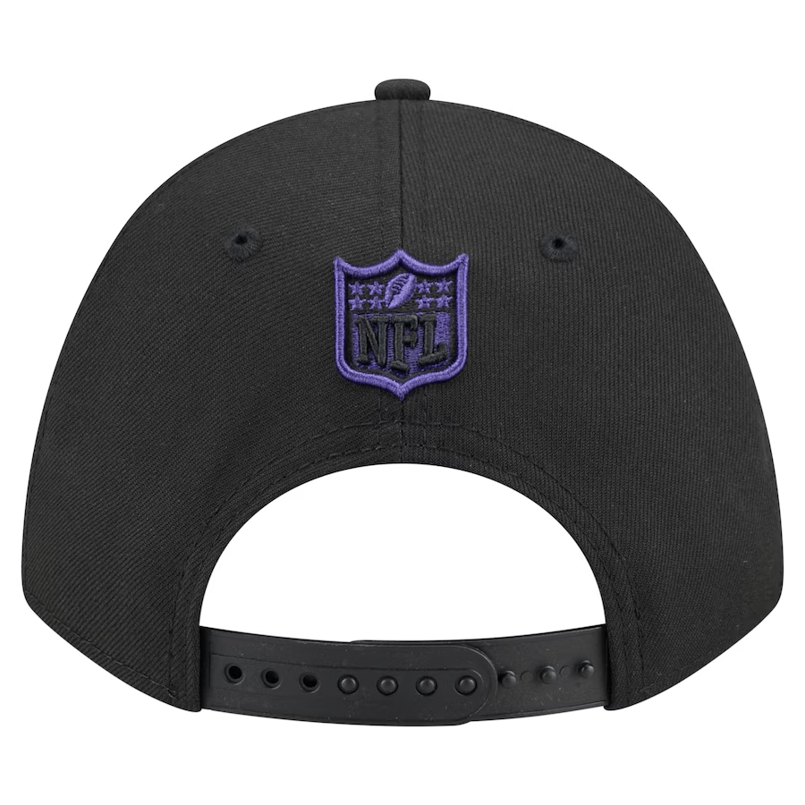 BALTIMORE RAVENS TEAM COLLECTION 9FORTY M-CROWN SNAPBACK ADJUSTABLE HAT - BLACK