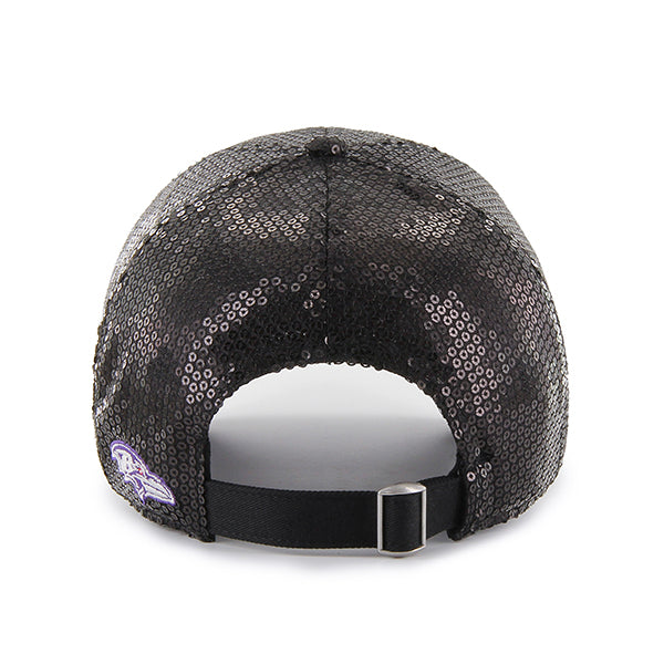 BALTIMORE RAVENS WOMEN'S '47 BRAND DAZZLE LOGO CLEAN UP ADJUSTABLE HAT - BLACK