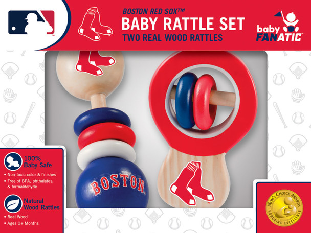 BOSTON RED SOX BABY WOOD RATTLES