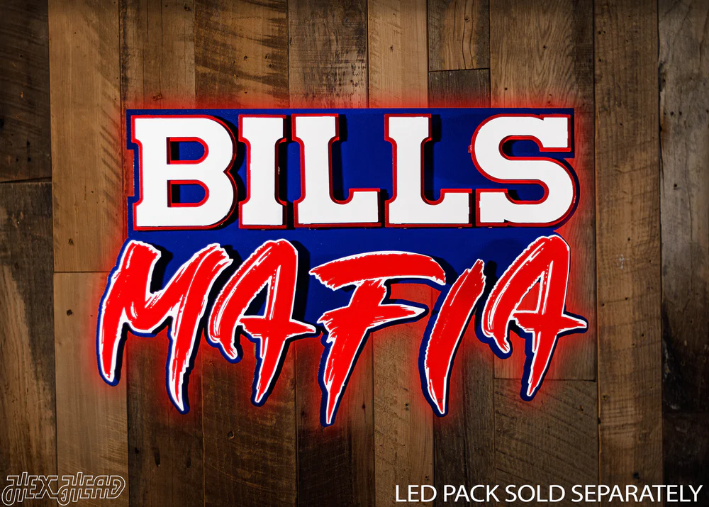 BUFFALO BILLS ' BILLS MAFIA" WORDMARK 3D VINTAGE METAL WALL ART - 25" X 16"