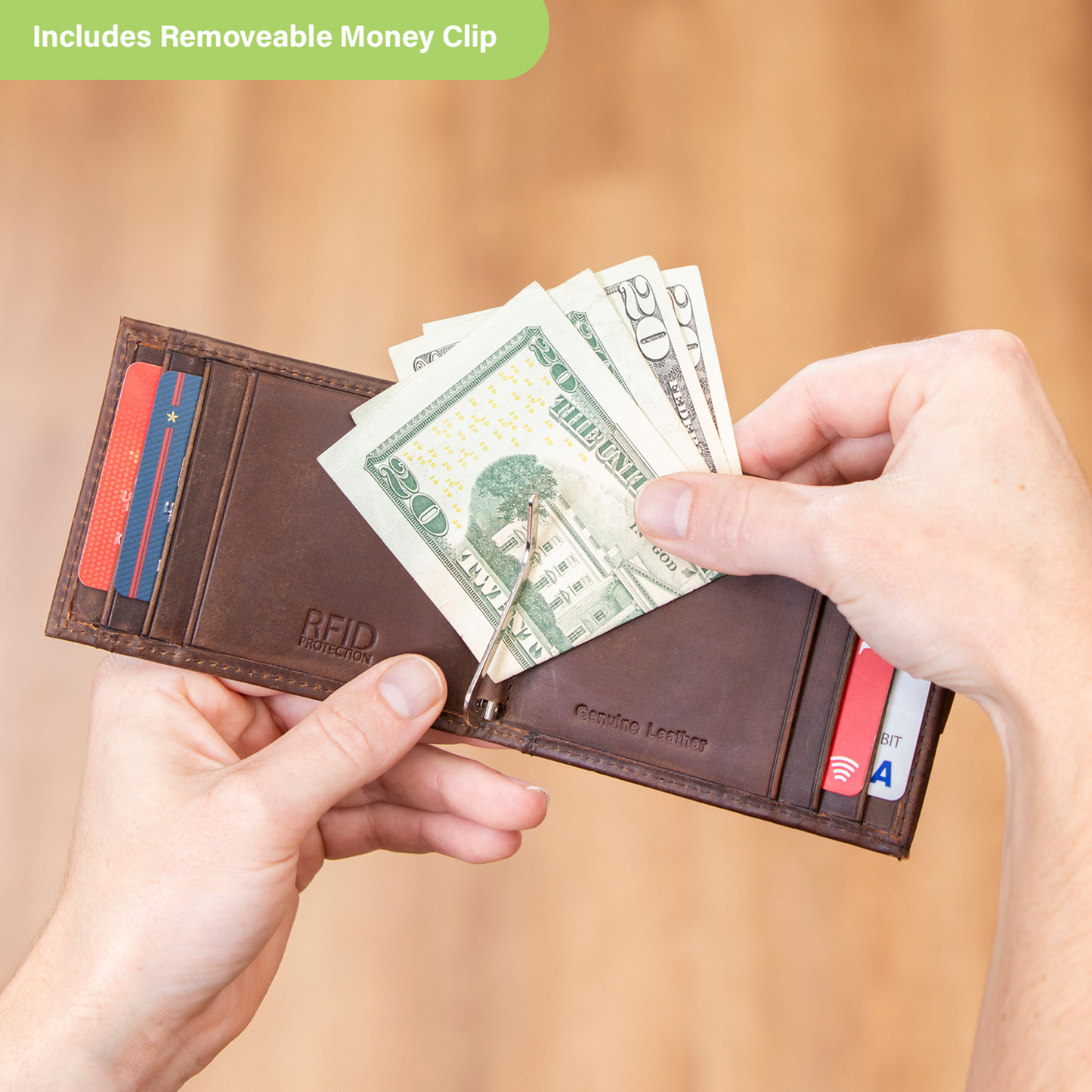 BUFFALO BILLS FRONT POCKET SLIM CARD HOLDER WITH RFID BLOCKING