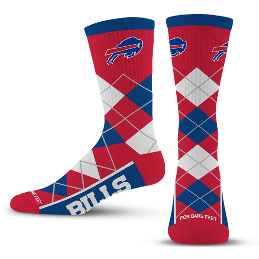 BUFFALO BILLS MEN'S FOR BARE FEET ARGYLE FYRE SOCKS