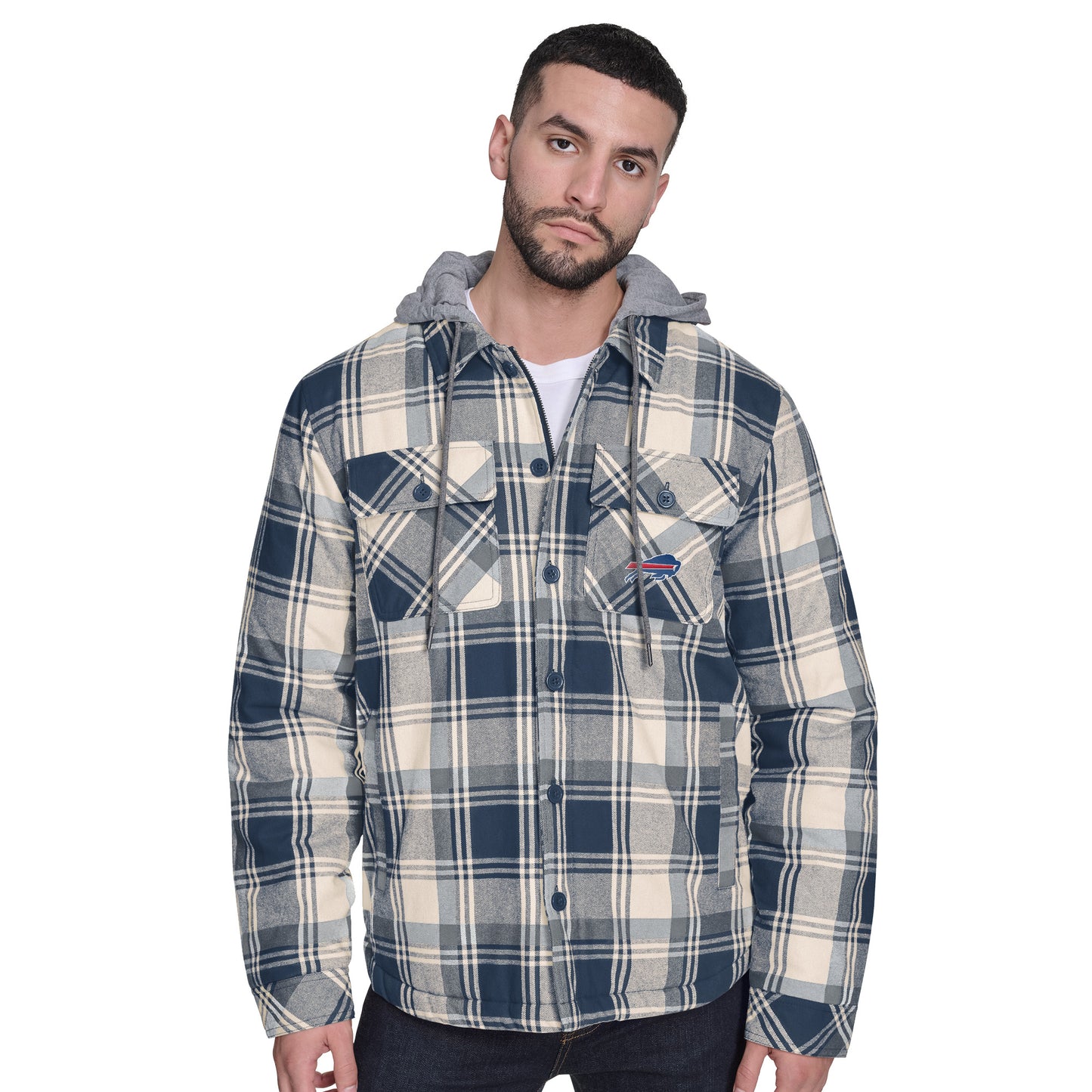 BUFFALO BILLS MEN'S FULLBACK PLAID HOODED JACKET