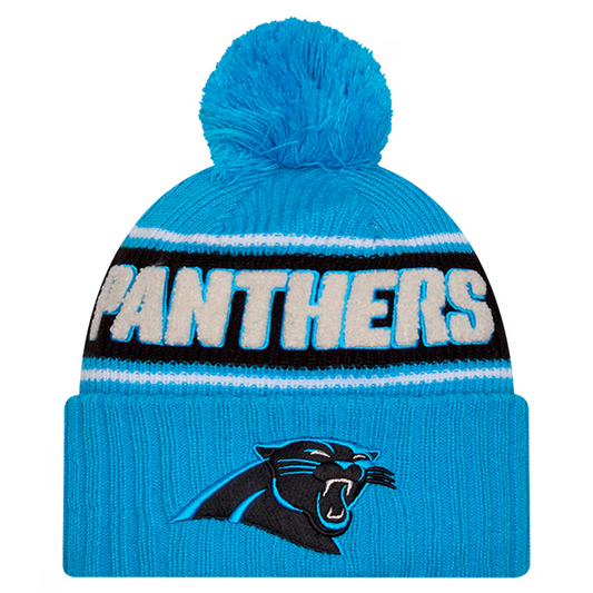 CAROLINA PANTHERS 2024 NFL SIDELINE CUFFED KNIT BEANIE WITH POM - BLUE
