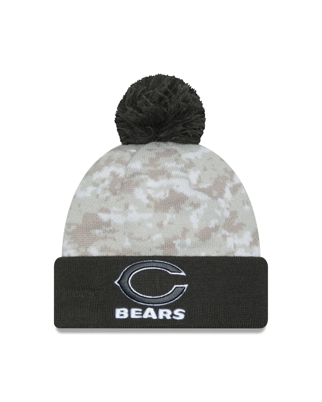 Chicago Bears 2024 Salute to Service Pom Knit Hat White NFL by New Era