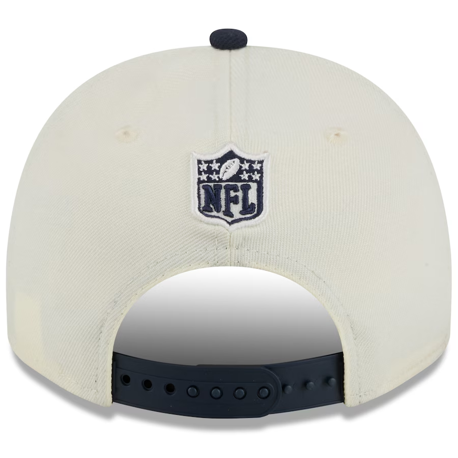 CHICAGO BEARS 2025 NFL DRAFT 9FIFTY A-FRAME SNAPBACK HAT - CHROME WHITE/NAVY
