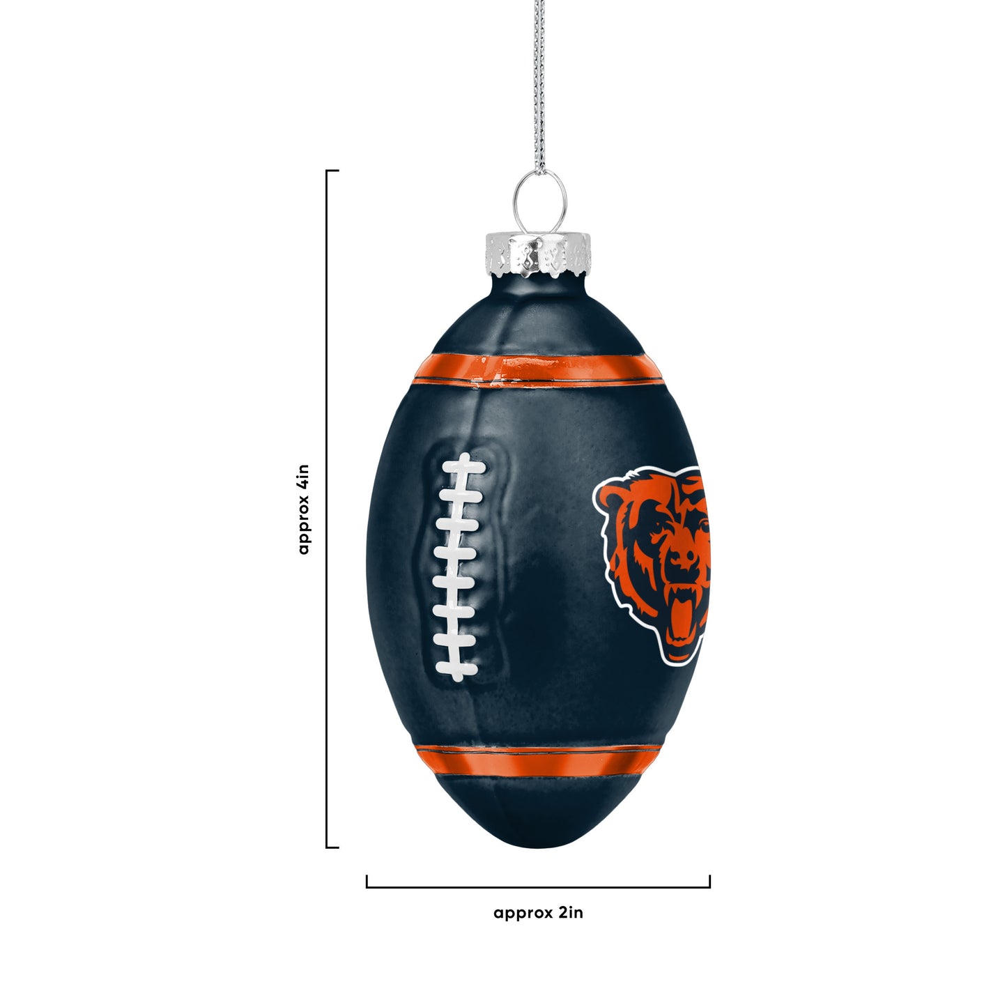 CHICAGO BEARS BLOWN GLASS FOOTBALL ORNAMENT