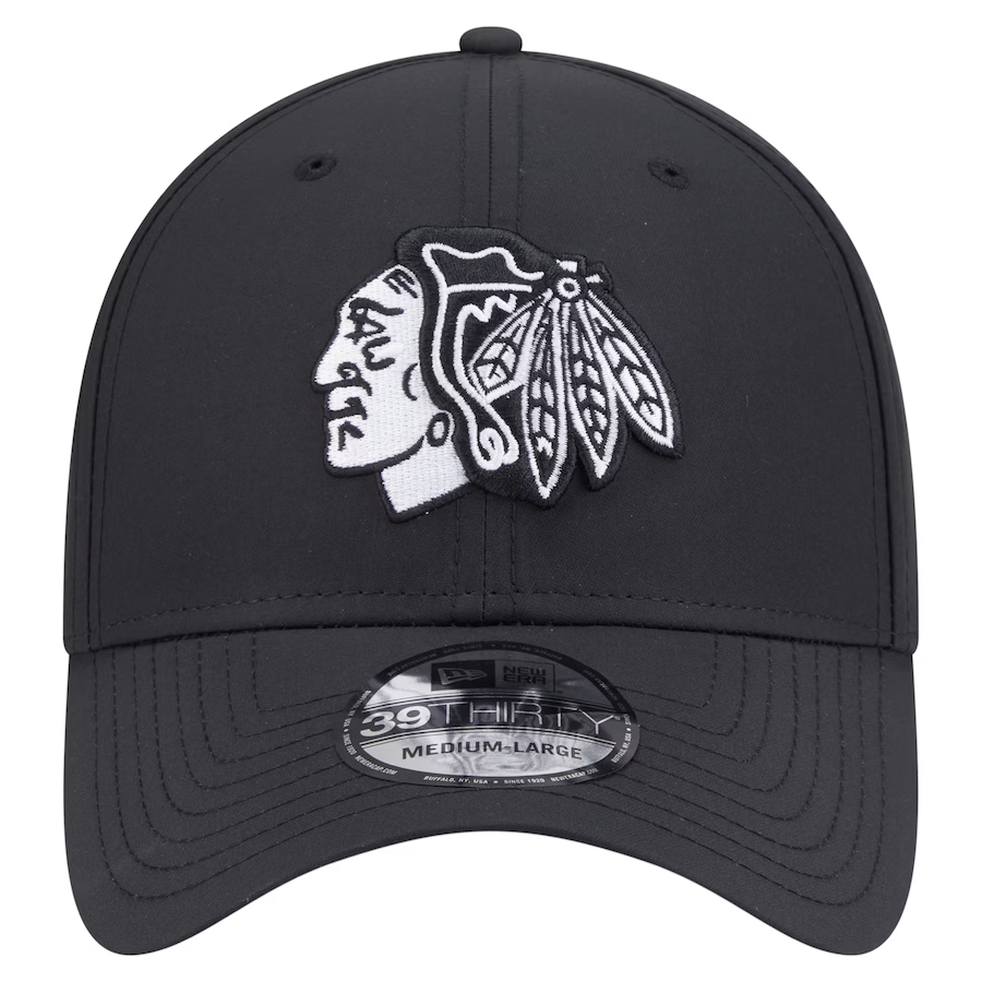 CHICAGO BLACKHAWKS BLACK NIGHT 39THIRTY FLEX FIT HAT - BLACK