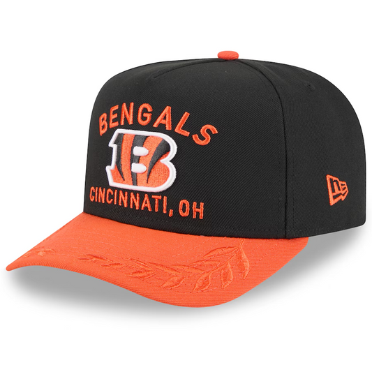 CINCINNATI BENGALS 2025 NFL DRAFT 9FIFTY A-FRAME SNAPBACK HAT - BLACK/ORANGE