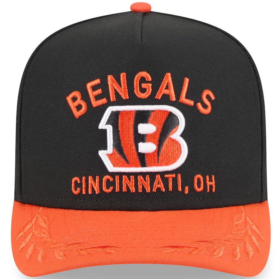 CINCINNATI BENGALS 2025 NFL DRAFT 9FIFTY A-FRAME SNAPBACK HAT - BLACK/ORANGE