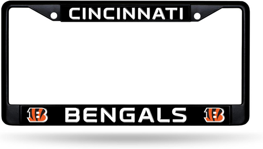 CINCINNATI BENGALS BLACK CHROME METAL LICENSE PLATE FRAME