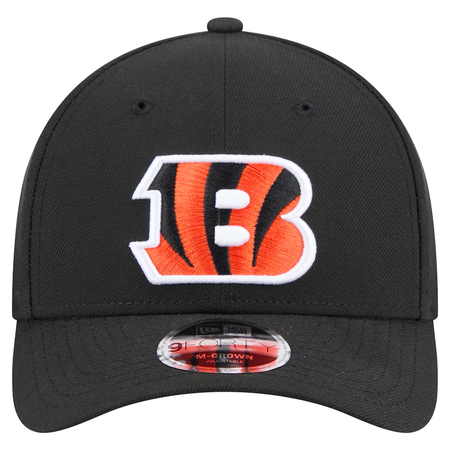 CINCINNATI BENGALS TEAM COLLECTION 9FORTY M-CROWN SNAPBACK ADJUSTABLE HAT - BLACK