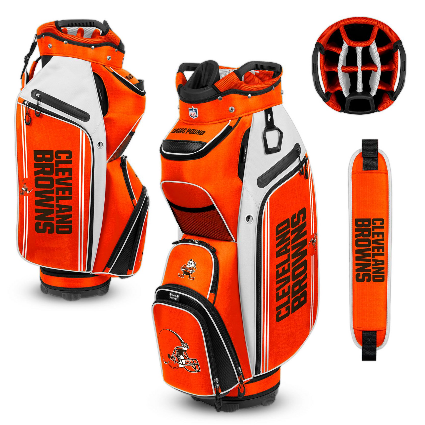 CLEVELAND BROWNS TEAM EFFORT BUCKET III COOLER CART GOLF BAG