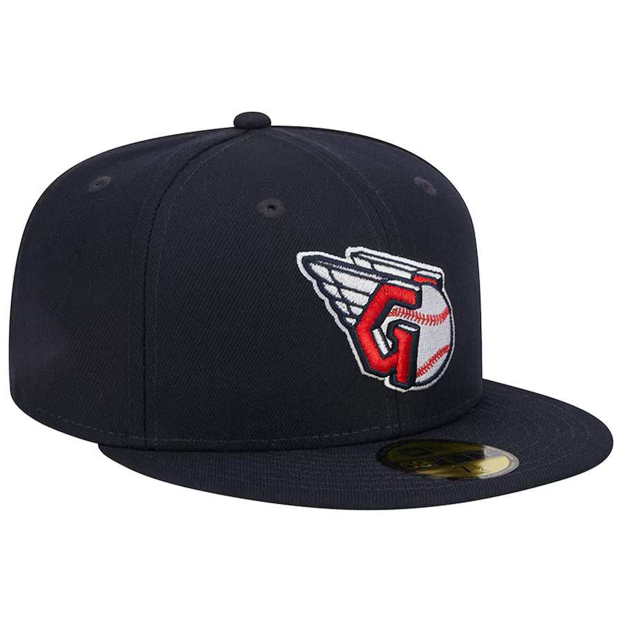 cleveland monsters hat CLEVELAND GUARDIANS EVERGREEN BASIC 59FIFTY FITTED HAT 24 NAVY / 7 1/8