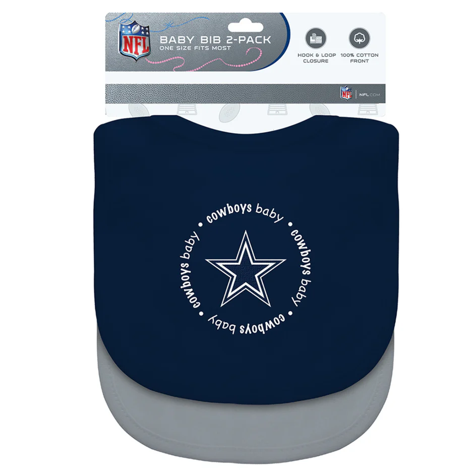 DALLAS COWBOYS BABY BIBS - 2 PACK - BLUE/GRAY