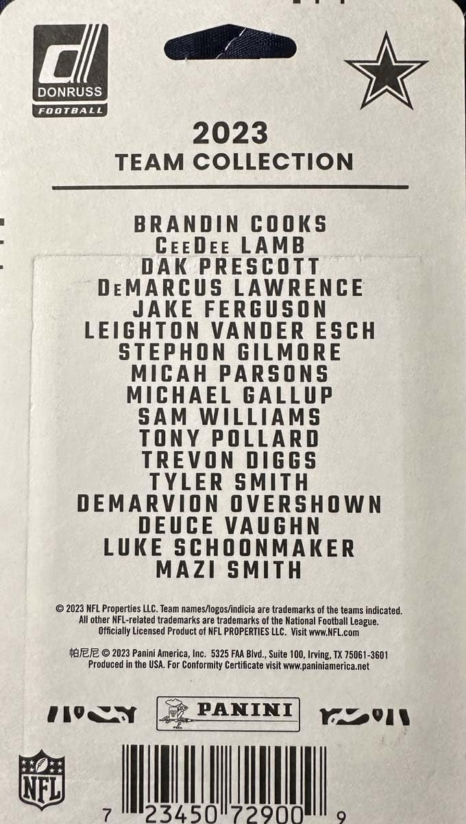 DALLAS COWBOYS 2023 TEAM SET BY DONRUSS