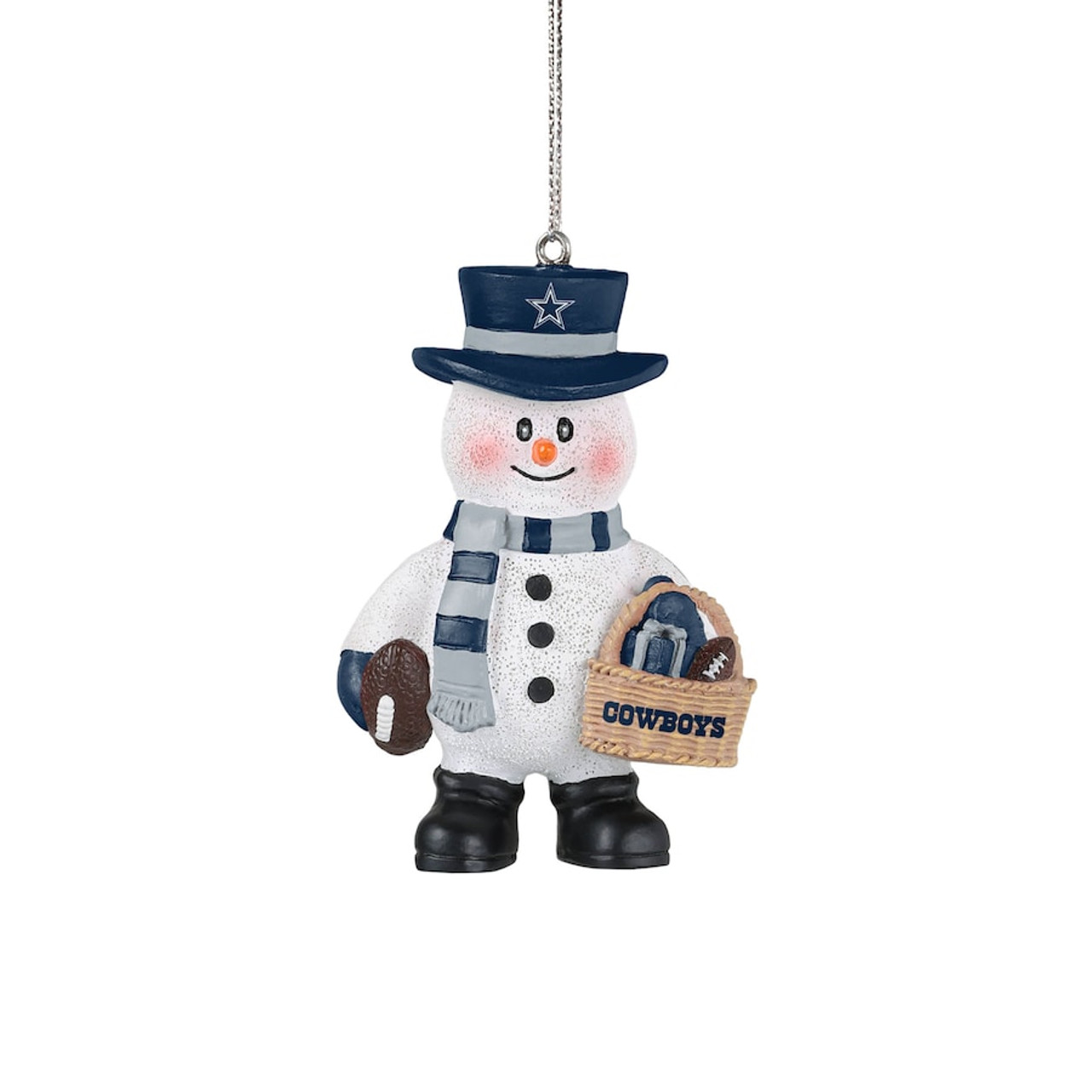 DALLAS COWBOYS BASKET SNOWMAN ORNAMENT
