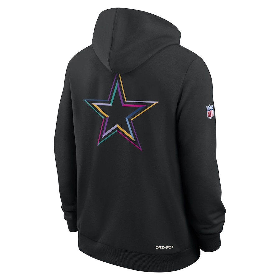 DALLAS COWBOYS MEN'S 2025 NFL CRUCIAL CATCH PULLOVER HOODED SWEATSHIRT - BLACK