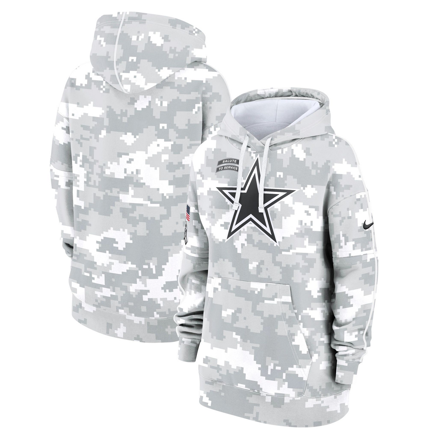 DALLAS COWBOYS WOMEN'S 2024 NFL SALUTE TO SERVICE PULLOVER HOODED SWEATSHIRT