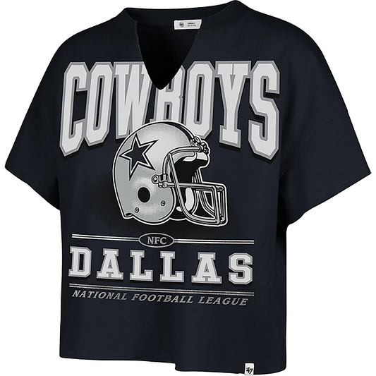 DALLAS COWBOYS WOMEN'S '47 BRAND ELATION OVERSIZED NOTCH T-SHIRT - NAVY