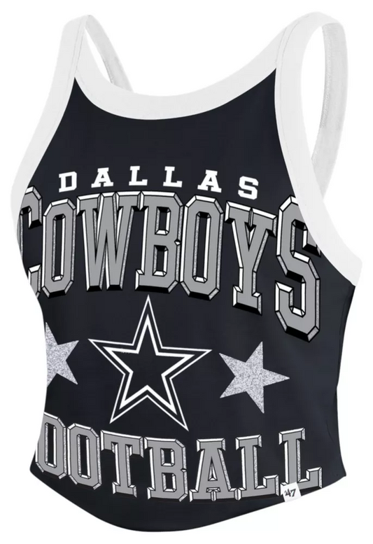 DALLAS COWBOYS WOMEN'S '47 ENERGIZE SPORTY CROPPED RACERBACK TANK TOP