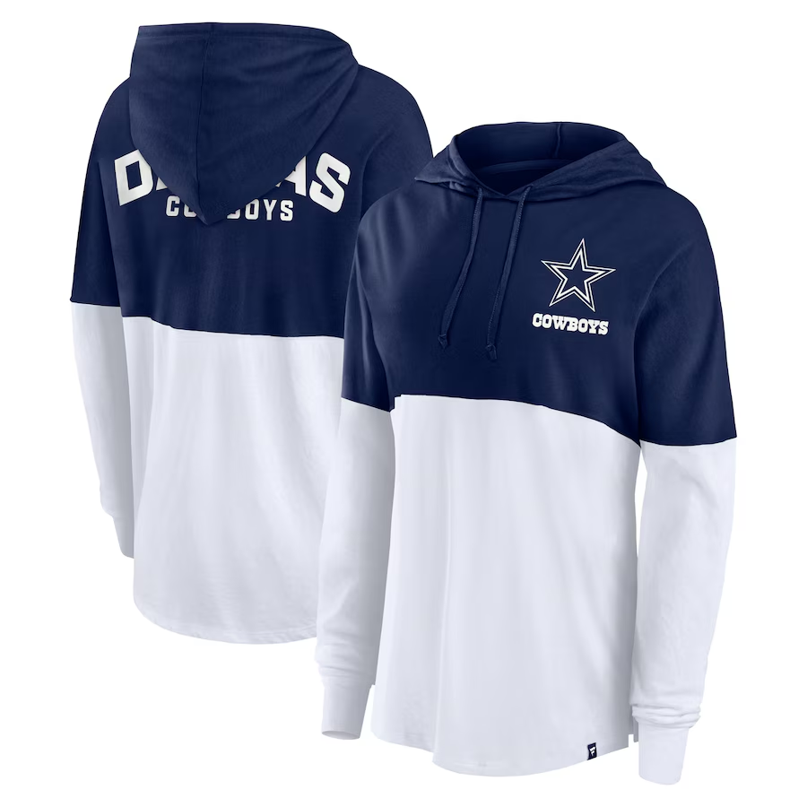 DALLAS COWBOYS WOMEN'S BACK UP OPTION HOODED LONG SLEEVE T-SHIRT