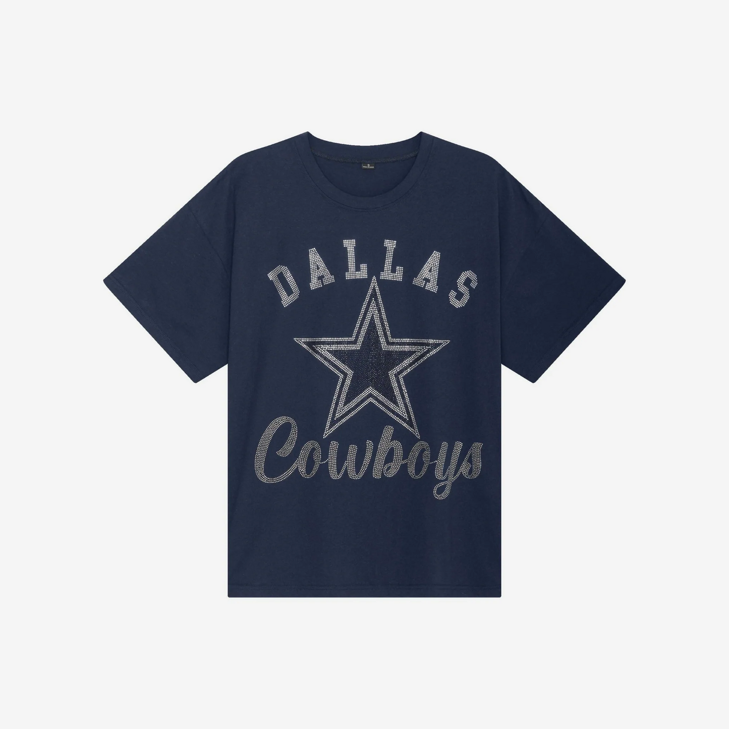 DALLAS COWBOYS WOMEN'S FOCO RHINESTONE LOGO OVERSIZED T-SHIRT - NAVY