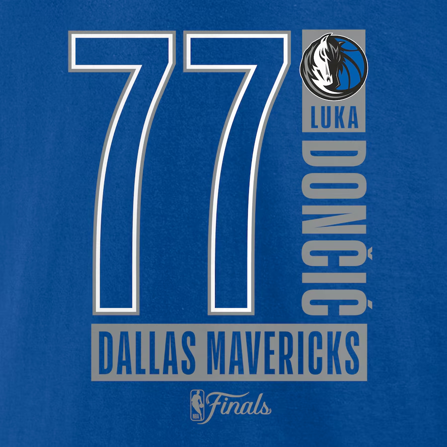DALLAS MAVERICKS LUKA DONCIC MEN'S 2024 NBA FINALS INBOUND PASS NAME & NUMBER T-SHIRT
