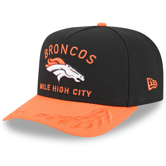 DENVER BRONCOS 2025 NFL DRAFT 9FIFTY A-FRAME SNAPBACK HAT - BLACK/ORANGE