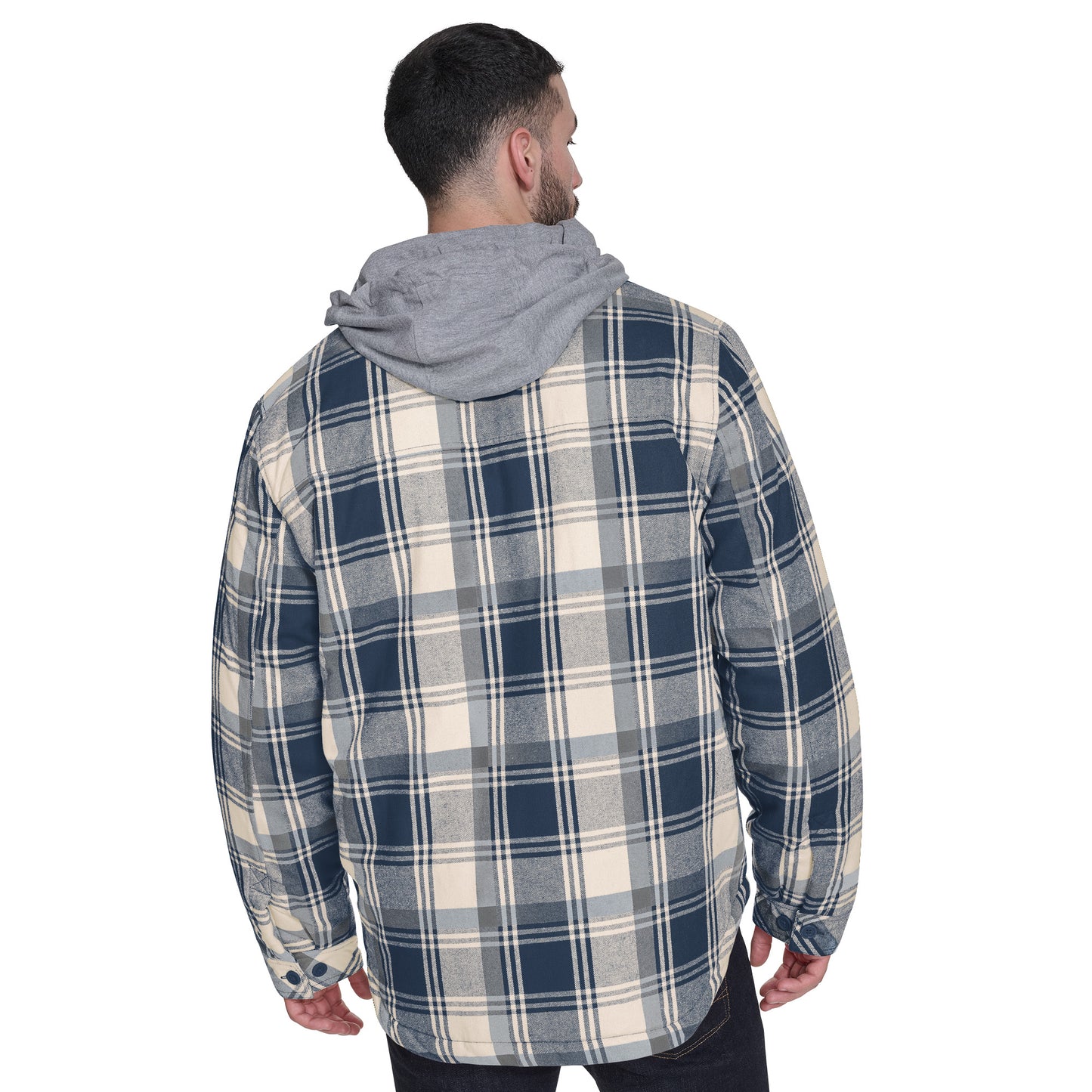 DENVER BRONCOS MEN'S FULLBACK PLAID HOODED JACKET