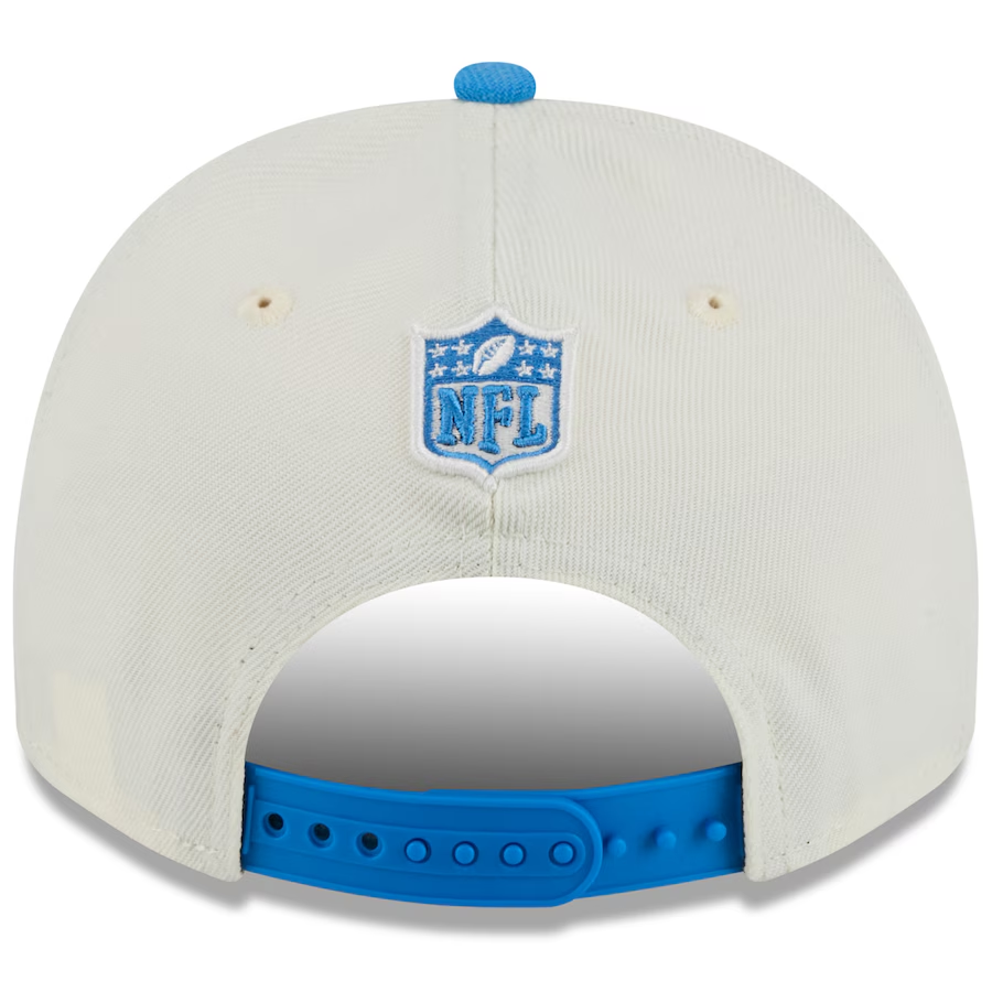 DETROIT LIONS 2025 NFL DRAFT 9FIFTY A-FRAME SNAPBACK HAT - CHROME WHITE/BLUE