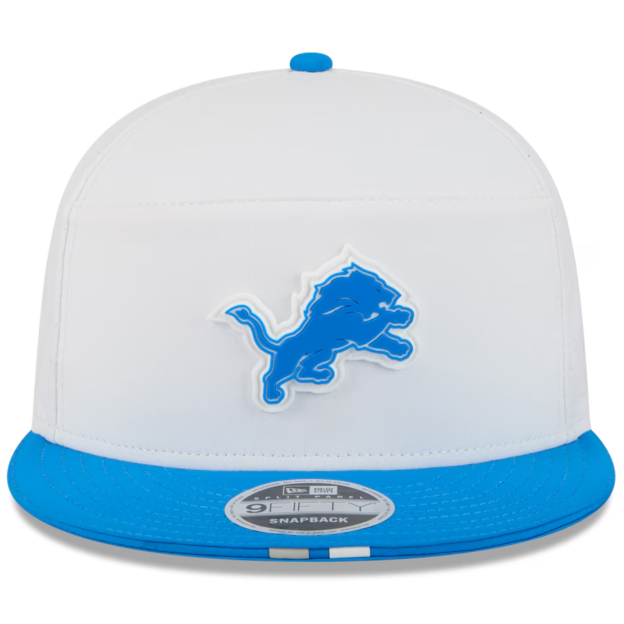 DETROIT LIONS 2025 NFL TRAINING CAMP 9FIFTY SPLIT PANEL SNAPBACK HAT - WHITE