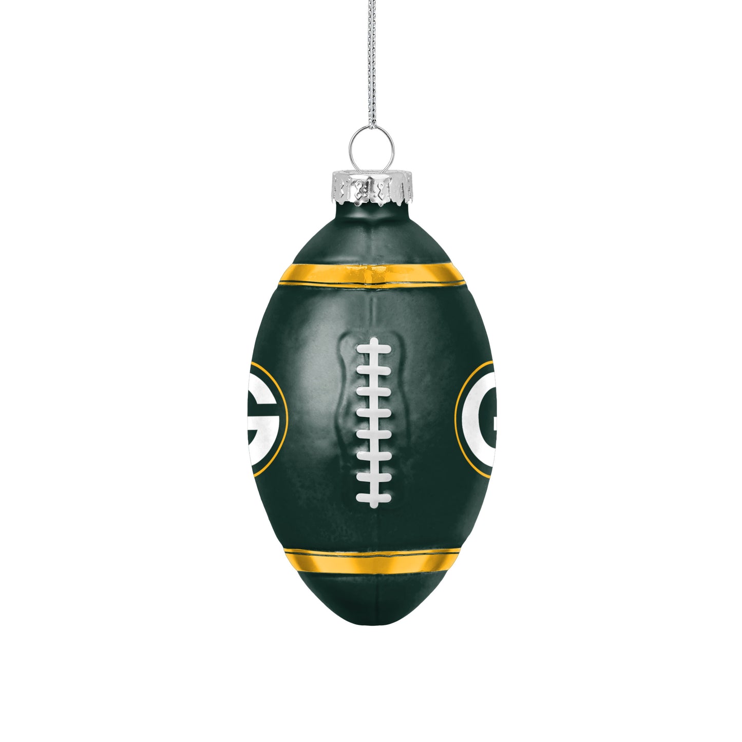 GREEN BAY PACKERS BLOWN GLASS FOOTBALL ORNAMENT