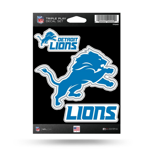 DETROIT LIONS TRIPLE PLAY DECAL SET