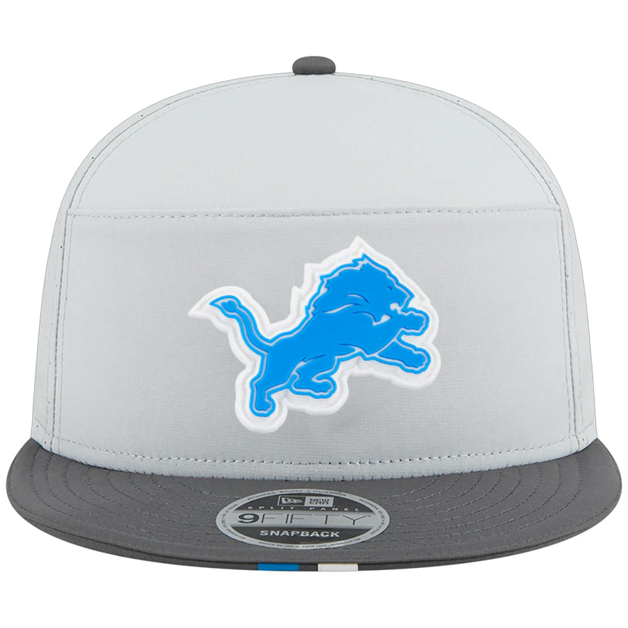 DETROITS LIONS 2025 NFL TRAINING CAMP 9FIFTY SPLIT PANEL SNAPBACK HAT - GRAY