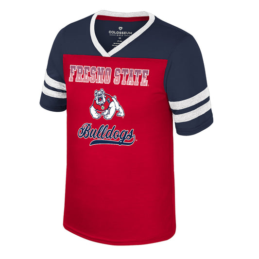 FRESNO STATE BULLDOGS GIRLS PRINCESS T-SHIRT - NAVY/RED