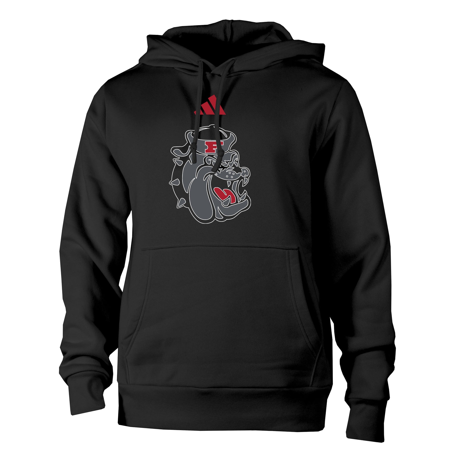 FRESNO STATE BULLDOGS MEN'S ADIDAS BLACKOUT GAME FLEECE PULLOVER HOODED SWEATSHIRT - BLACK